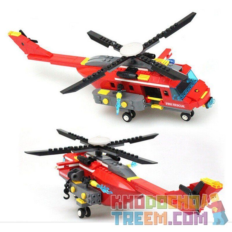 GUDI 9214 non  TRỰC THĂNG CỨU HỎA GIẾNG DẦU bộ đồ chơi xếp lắp ráp ghép mô hình City FIREMAN FIRE HEAVY HELICOPTOR Thành Phố 374 khối