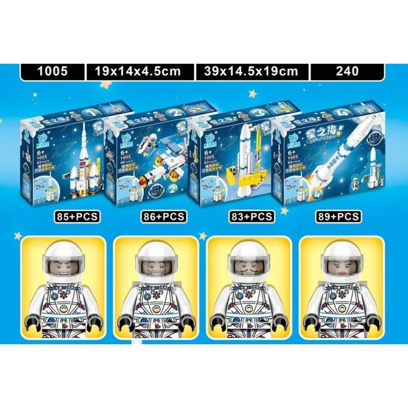KUYU MOXING 1005 non  HÀNH TRÌNH KHÔNG GIAN BIỂN SAO 4 LOẠI bộ đồ chơi xếp lắp ráp ghép mô hình Space SEA OF STARS Thám Hiểm Không Gian 343 khối