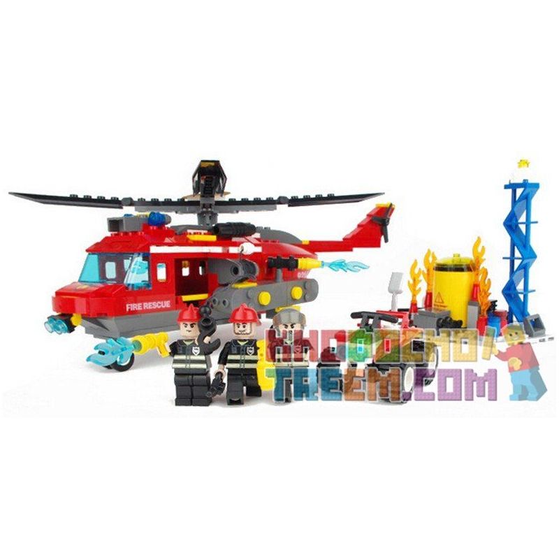 GUDI 9214 Xếp hình kiểu Lego CITY Fireman Fire Heavy Helicoptor Fire Brigade Heavy Fire Helicopter Trực Thăng Cứu Hỏa Giếng Dầu 374 khối