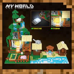 RENZAIMA 734 non  LÀNG RỪNG VỚI ÁNH SÁNG bộ đồ chơi xếp lắp ráp ghép mô hình Minecraft MY WORLD Game Xây Dựng 2106 khối