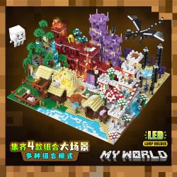 RENZAIMA 734 non  LÀNG RỪNG VỚI ÁNH SÁNG bộ đồ chơi xếp lắp ráp ghép mô hình Minecraft MY WORLD Game Xây Dựng 2106 khối