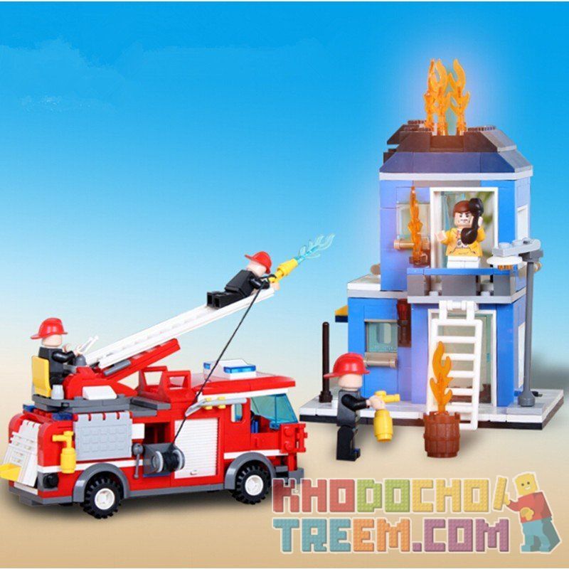 GUDI 9215 Xếp hình kiểu  CITY Fire Emergency Xe Thang Cứu Hỏa Chữa Cháy Nhà 431 khối