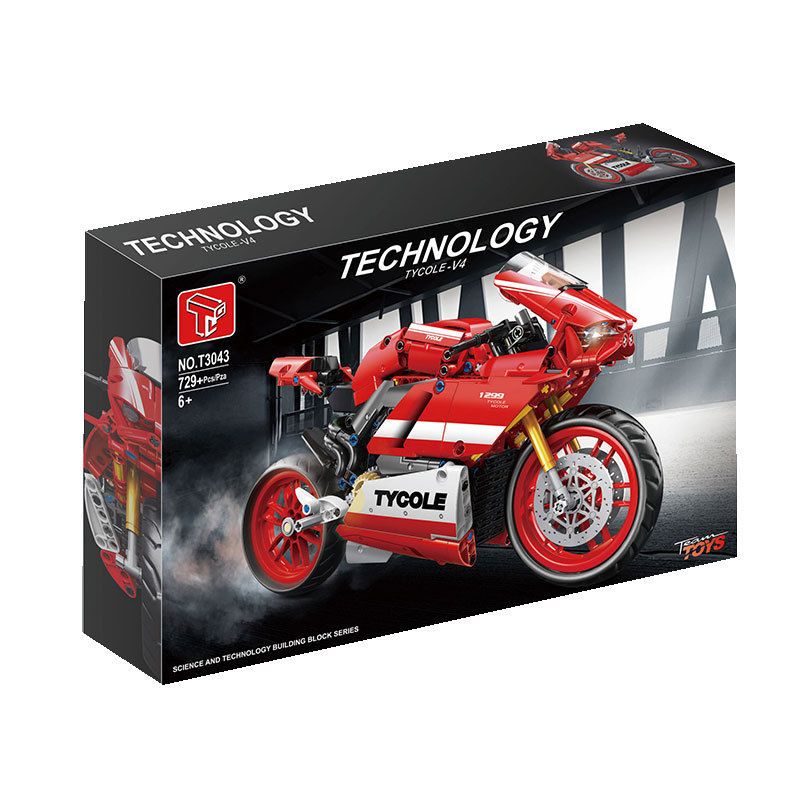 TA GAOLE T3043 3043 non  XE MÁY DUCATI bộ đồ chơi xếp lắp ráp ghép mô hình Creator DUKAT-V4 Sáng Tạo 729 khối