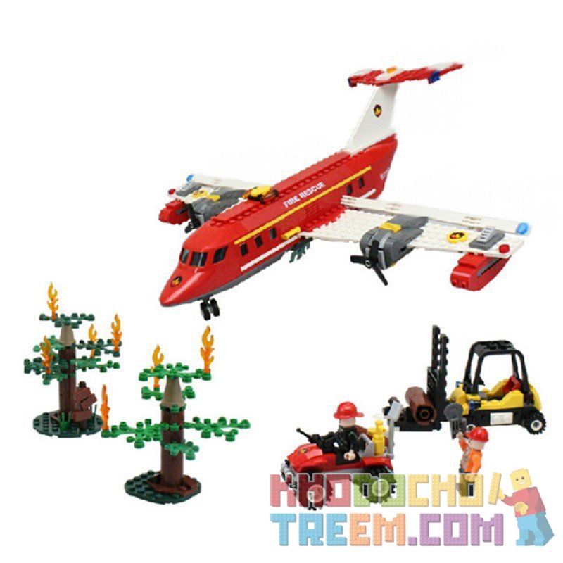 GUDI 9216 Xếp hình kiểu  CITY Fire Plane Máy Bay Cứu Hỏa Chữa Cháy Rừng 522 khối