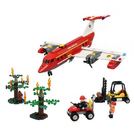 GUDI 9216 Xếp hình kiểu  CITY Fire Plane Máy Bay Cứu Hỏa Chữa Cháy Rừng 522 khối