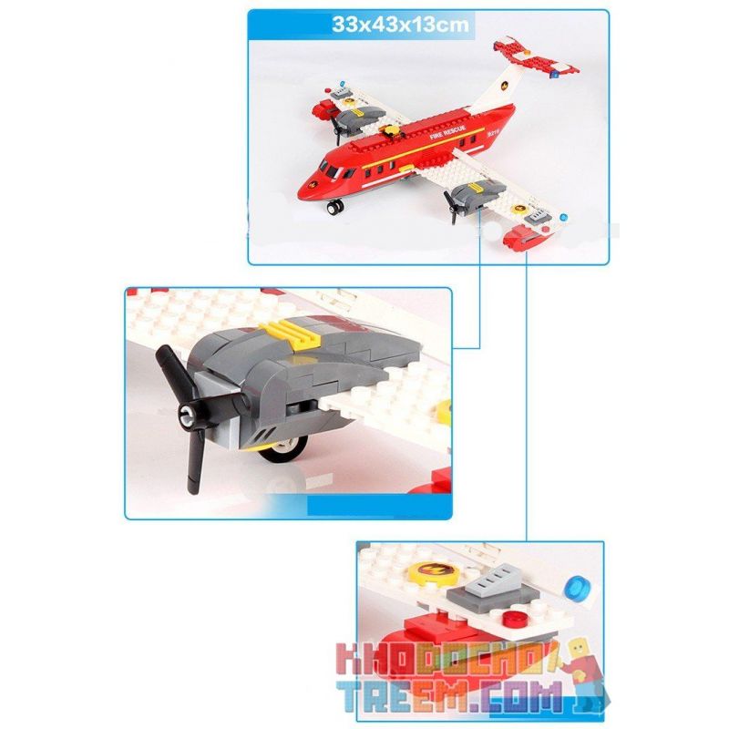 GUDI 9216 Xếp hình kiểu  CITY Fire Plane Máy Bay Cứu Hỏa Chữa Cháy Rừng 522 khối