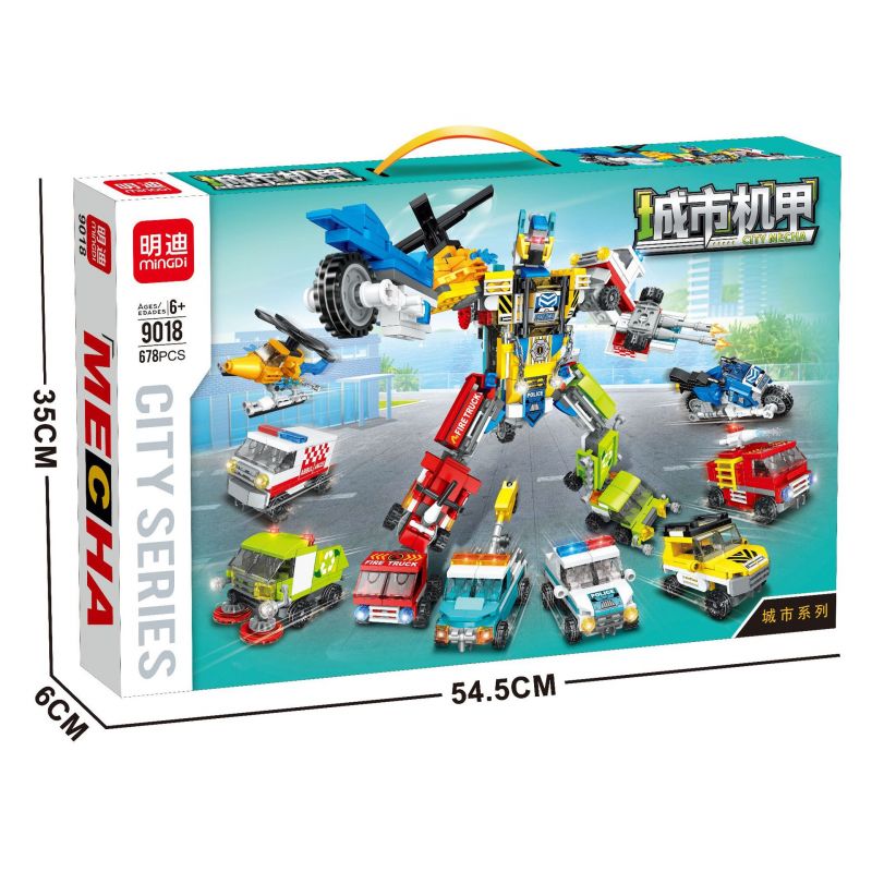 MINGDI 9018 non  CƠ KHÍ ĐÔ THỊ bộ đồ chơi xếp lắp ráp ghép mô hình City CITY MECHA Thành Phố 678 khối