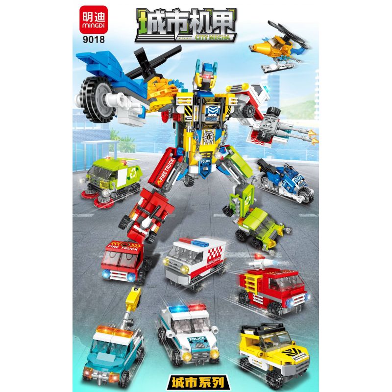 MINGDI 9018 non  CƠ KHÍ ĐÔ THỊ bộ đồ chơi xếp lắp ráp ghép mô hình City CITY MECHA Thành Phố 678 khối