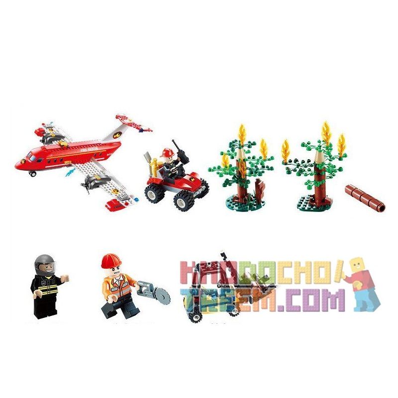 GUDI 9216 Xếp hình kiểu  CITY Fire Plane Máy Bay Cứu Hỏa Chữa Cháy Rừng 522 khối