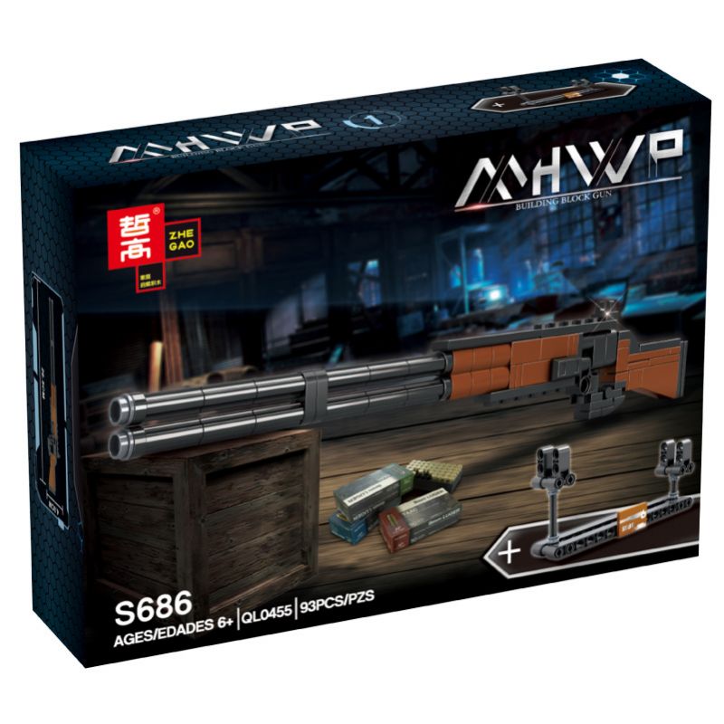 ZHEGAO QL0455-1 0455-1 QL0455-2 0455-2 QL0455-3 0455-3 QL0455-4 0455-4 non  PUBG MOBILE SÚNG 4 S686 MINI14 SLR FNFAL M416 HK416 bộ đồ chơi xếp lắp ráp ghép mô hình Gun 386 khối