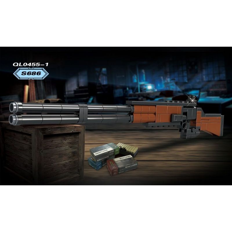 ZHEGAO QL0455-1 0455-1 QL0455-2 0455-2 QL0455-3 0455-3 QL0455-4 0455-4 non  PUBG MOBILE SÚNG 4 S686 MINI14 SLR FNFAL M416 HK416 bộ đồ chơi xếp lắp ráp ghép mô hình Gun 386 khối