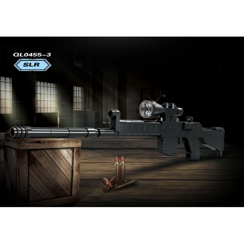 ZHEGAO QL0455-1 0455-1 QL0455-2 0455-2 QL0455-3 0455-3 QL0455-4 0455-4 non  PUBG MOBILE SÚNG 4 S686 MINI14 SLR FNFAL M416 HK416 bộ đồ chơi xếp lắp ráp ghép mô hình Gun 386 khối