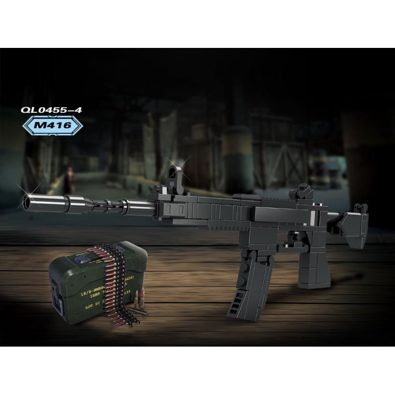 ZHEGAO QL0455-1 0455-1 QL0455-2 0455-2 QL0455-3 0455-3 QL0455-4 0455-4 non  PUBG MOBILE SÚNG 4 S686 MINI14 SLR FNFAL M416 HK416 bộ đồ chơi xếp lắp ráp ghép mô hình Gun 386 khối