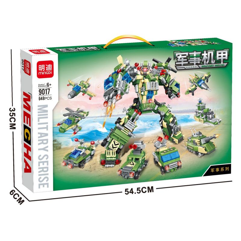 MINGDI 9017 non  THỢ MÁY QUÂN SỰ bộ đồ chơi xếp lắp ráp ghép mô hình Creator MILITARY MECHA Sáng Tạo 648 khối