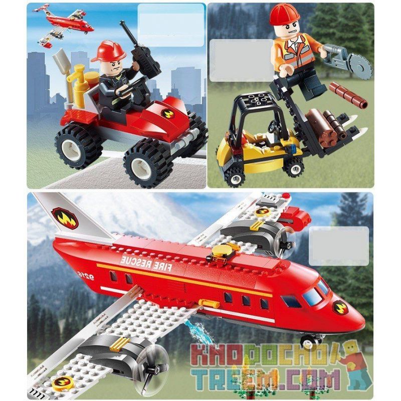 GUDI 9216 Xếp hình kiểu  CITY Fire Plane Máy Bay Cứu Hỏa Chữa Cháy Rừng 522 khối
