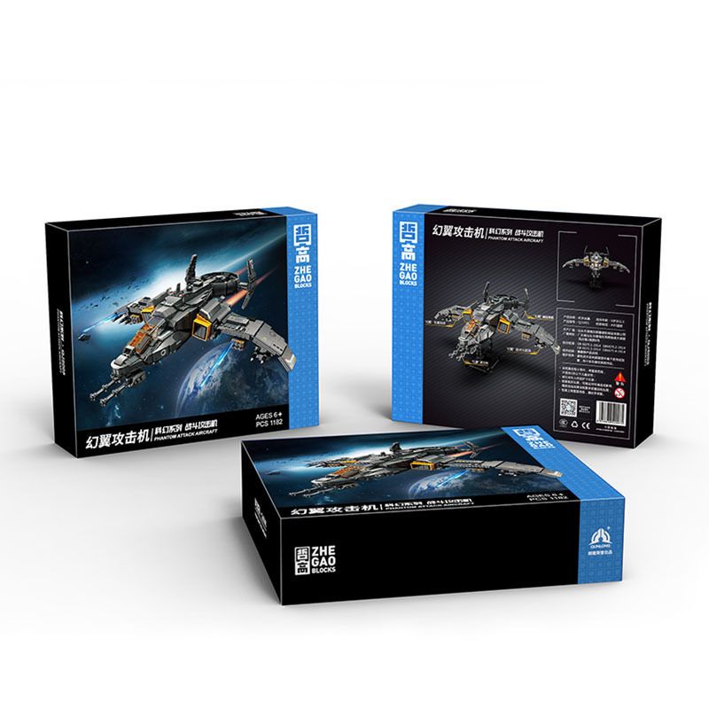 ZHEGAO QJ5005 5005 non  MÁY TẤN CÔNG TIA SÁNG bộ đồ chơi xếp lắp ráp ghép mô hình PHANTOM ATTACK AIRCRAFT 1182 khối
