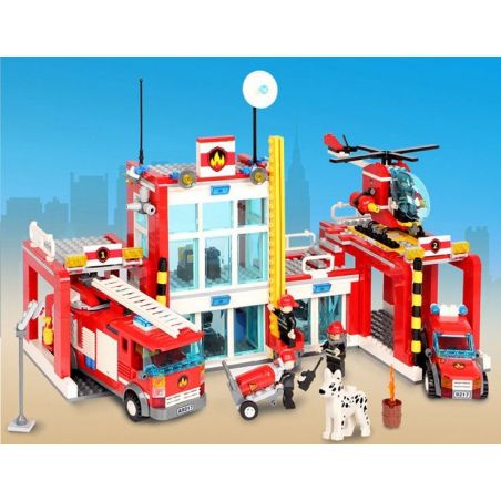 GUDI 9217 non  ĐỘI CỨU HỎA SỞ bộ đồ chơi xếp lắp ráp ghép mô hình City FIREMAN FIRE ADMINISTRARION Thành Phố 874 khối