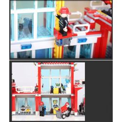 GUDI 9217 Xếp hình kiểu Lego CITY Fire Station Trụ Sở Cứu Hỏa Với Trực Thăng Và ô Tô Cứu Hỏa 874 khối