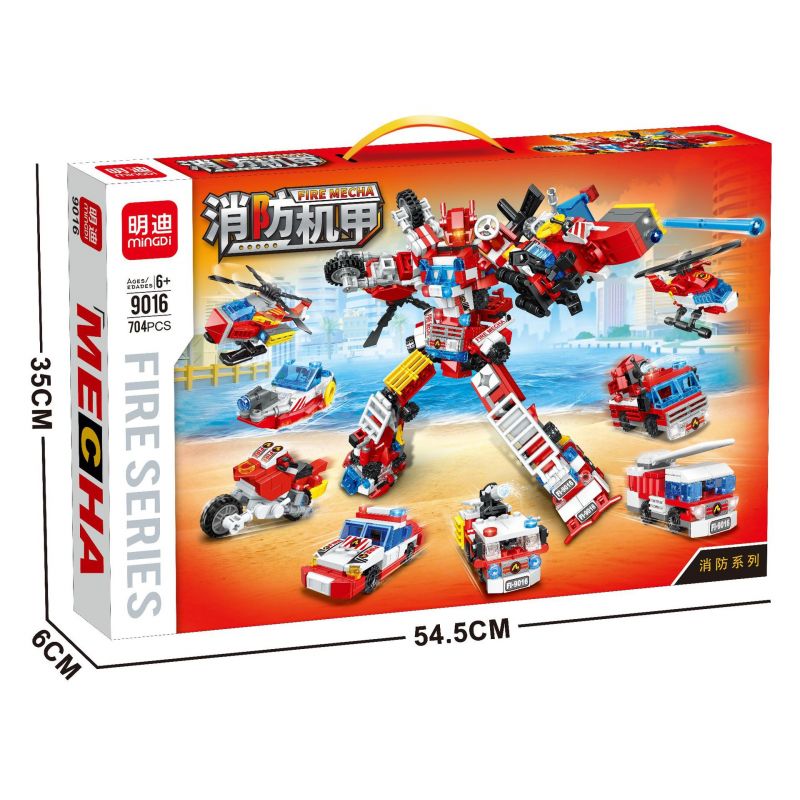 MINGDI 9016 non  CƠ HỎA bộ đồ chơi xếp lắp ráp ghép mô hình Creator FIRE MECHA Sáng Tạo 704 khối