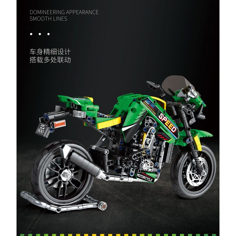 JUHANG TECHNOLOGY 82004 non  KAWASAKIZ900 bộ đồ chơi xếp lắp ráp ghép mô hình  KAWASAKI Z900 Kỹ Thuật Công Nghệ Cao Mô Hình Phương Tiện 776 khối