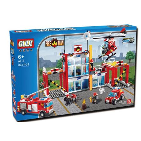 GUDI 9217 non  ĐỘI CỨU HỎA SỞ bộ đồ chơi xếp lắp ráp ghép mô hình City FIREMAN FIRE ADMINISTRARION Thành Phố 874 khối