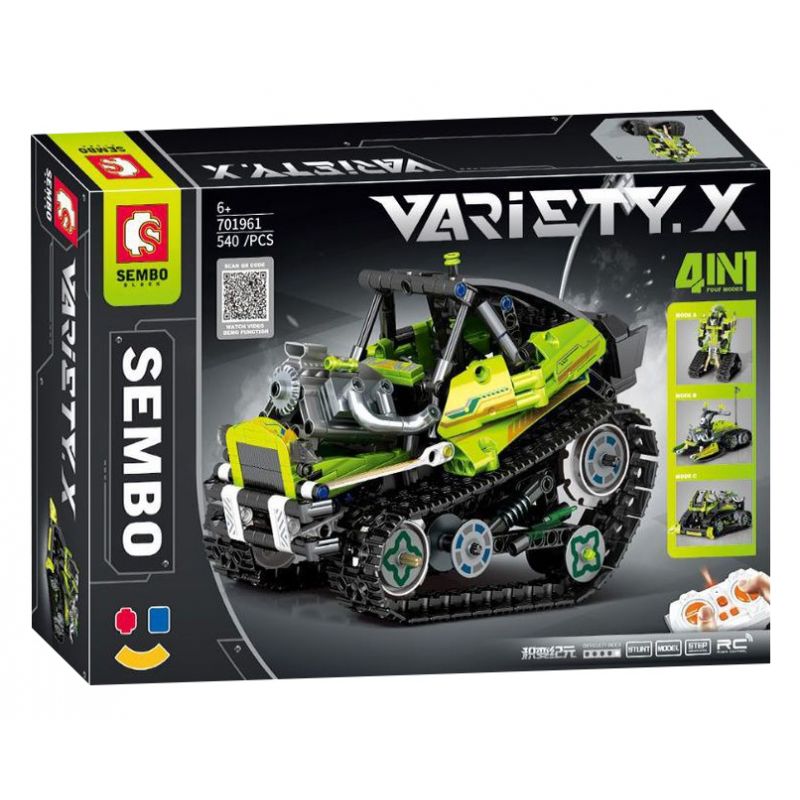 SEMBO 701961 non  XE ĐÓNG THẾ BIẾN HÌNH GREEN WIND FOUR bộ đồ chơi xếp lắp ráp ghép mô hình VARIETY.X 544 khối