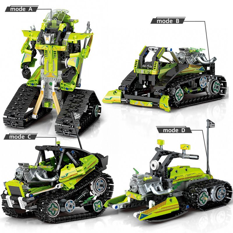 SEMBO 701961 non  XE ĐÓNG THẾ BIẾN HÌNH GREEN WIND FOUR bộ đồ chơi xếp lắp ráp ghép mô hình VARIETY.X 544 khối