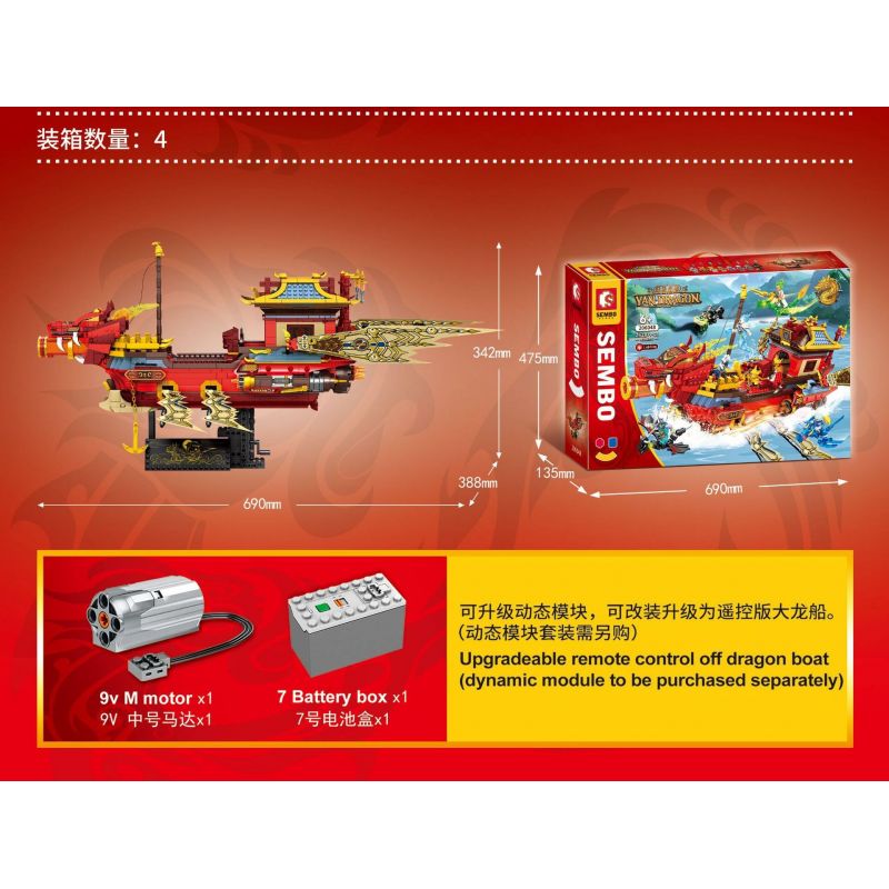 SEMBO 206048 non  VITO RỒNG bộ đồ chơi xếp lắp ráp ghép mô hình YAN DRAGON 2618 khối