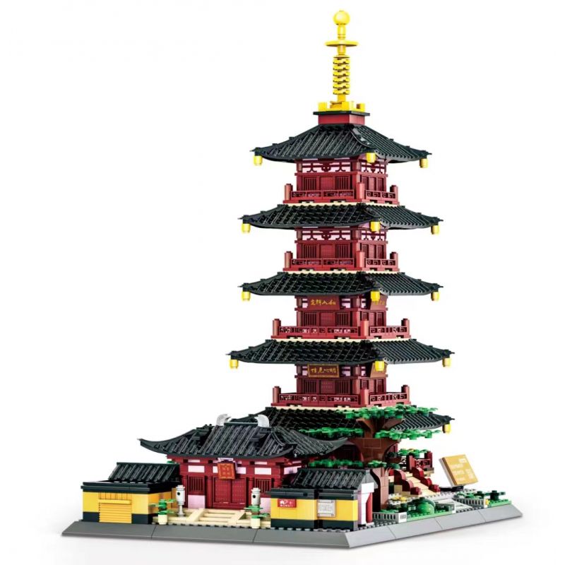 WANGE LIGAO DR.LUCK 6235 non Lego ĐỀN HANSHAN TÔ CHÂU bộ đồ chơi xếp lắp ráp ghép mô hình Buildings HANSHAN TEMPLE JIANGSU CHINA 1393 khối
