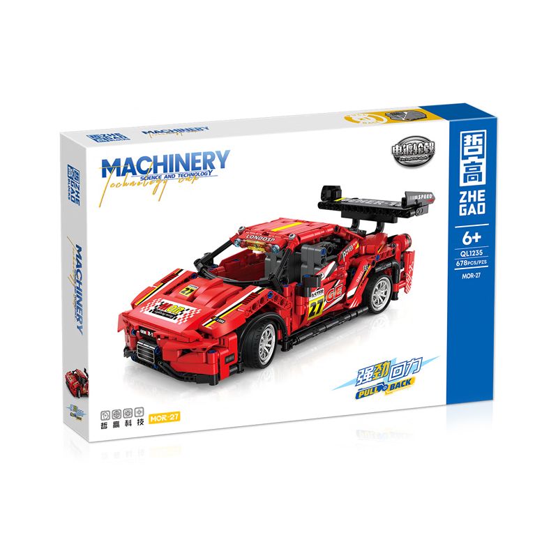 LEIBAO 8205 ZHEGAO QL1235 1235 non  FERRARI 488 LÙI XE tỷ lệ 1:24 bộ đồ chơi xếp lắp ráp ghép mô hình  Kỹ Thuật Công Nghệ Cao Mô Hình Phương Tiện 697 khối