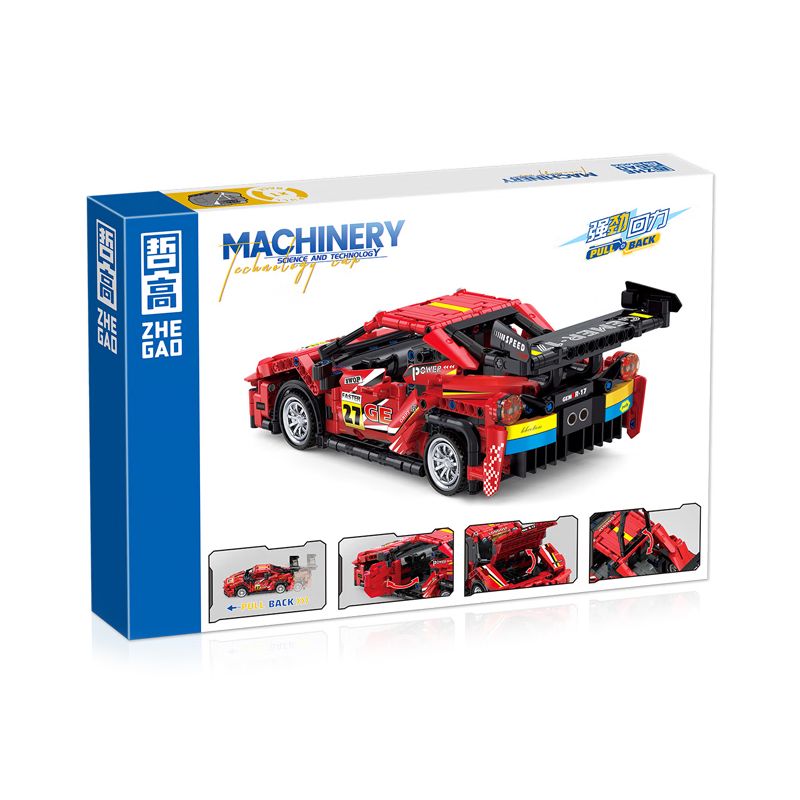 LEIBAO 8205 ZHEGAO QL1235 1235 non  FERRARI 488 LÙI XE tỷ lệ 1:24 bộ đồ chơi xếp lắp ráp ghép mô hình  Kỹ Thuật Công Nghệ Cao Mô Hình Phương Tiện 697 khối