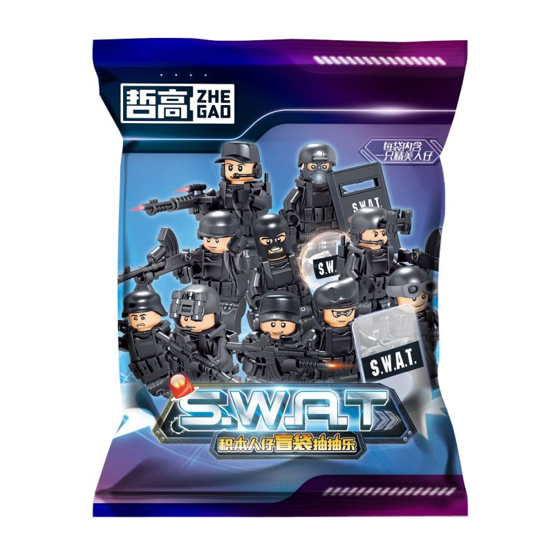 ZHEGAO QL2257 2257 912017 non Lego SWAT TÚI MÙ VẼ VUI bộ đồ chơi xếp lắp ráp ghép mô hình Collectable Minifigures Búp Bê Sưu Tầm