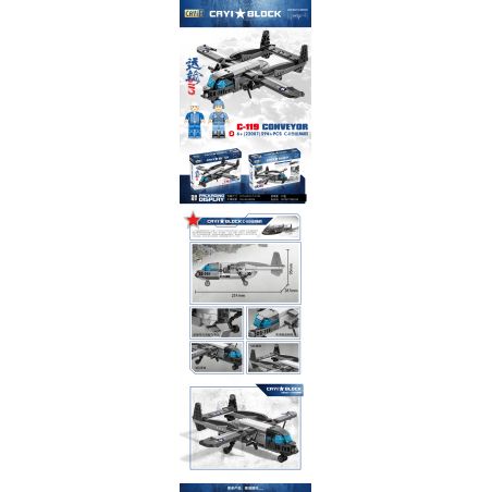 CAYI 22007 non  MÁY BAY VẬN TẢI C-119 bộ đồ chơi xếp lắp ráp ghép mô hình Military Army C-119 CONVETOR Quân Sự Bộ Đội 394 khối
