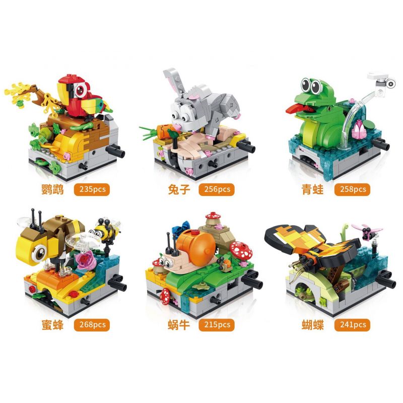 FORANGE FC8601 8601 non  6 KHUÔN MẶT DỄ THƯƠNG VẸT THỎ ẾCH ONG ỐC SÊN BƯỚM bộ đồ chơi xếp lắp ráp ghép mô hình Creator Sáng Tạo 1473 khối