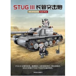 Kazi KY82048 82048 non  SÚNG TẤN CÔNG NÒNG DÀI STUG III bộ đồ chơi xếp lắp ráp ghép mô hình Military Army Quân Sự Bộ Đội 518 khối