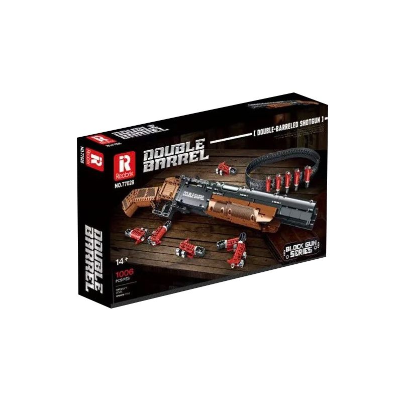 REOBRIX 77028 non  SÚNG NGẮN HAI NÒNG bộ đồ chơi xếp lắp ráp ghép mô hình Gun DOUBLE-BARRELED SHOTGUN 1006 khối