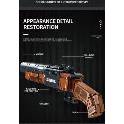 REOBRIX 77028 non  SÚNG NGẮN HAI NÒNG bộ đồ chơi xếp lắp ráp ghép mô hình Gun DOUBLE-BARRELED SHOTGUN 1006 khối