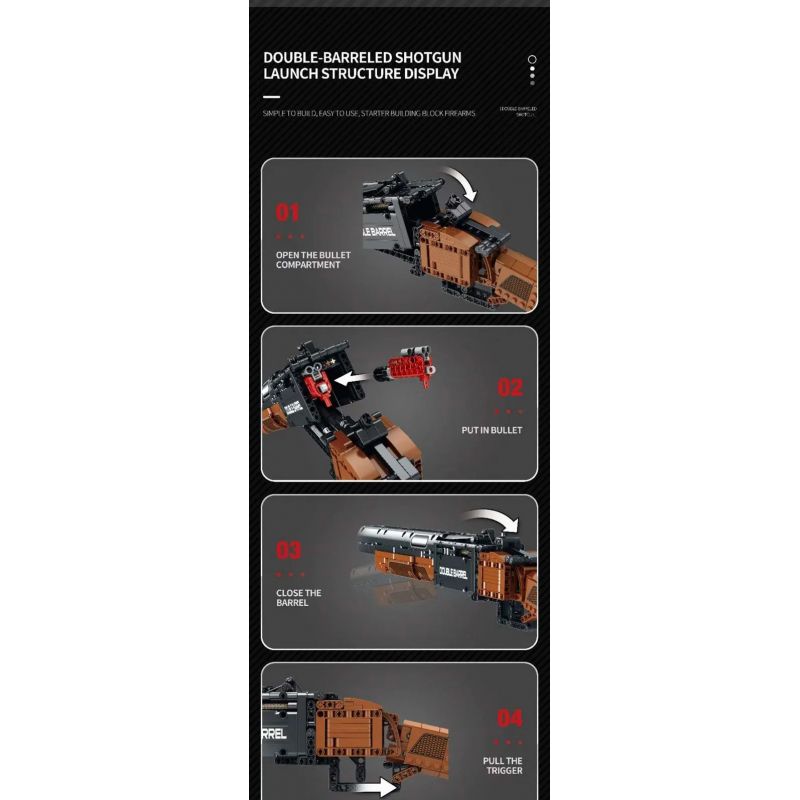 REOBRIX 77028 non  SÚNG NGẮN HAI NÒNG bộ đồ chơi xếp lắp ráp ghép mô hình Gun DOUBLE-BARRELED SHOTGUN 1006 khối