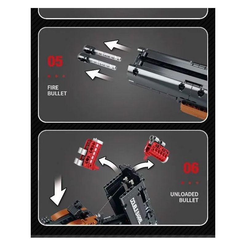 REOBRIX 77028 non  SÚNG NGẮN HAI NÒNG bộ đồ chơi xếp lắp ráp ghép mô hình Gun DOUBLE-BARRELED SHOTGUN 1006 khối