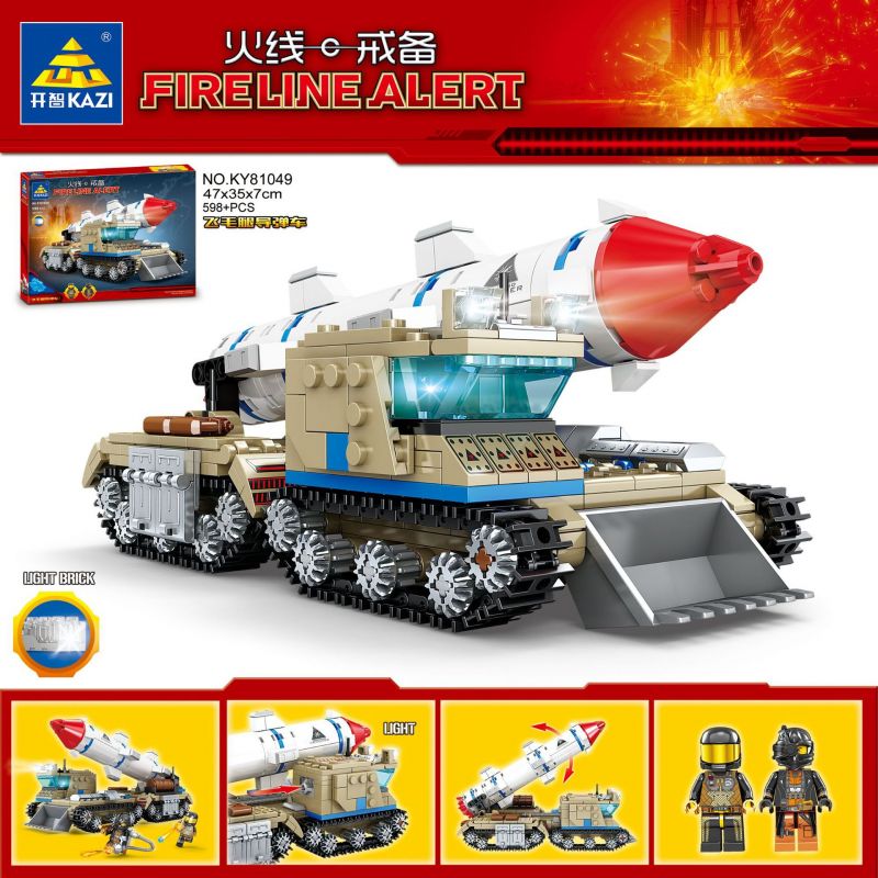 Kazi KY81049 81049 non  XE TÊN LỬA SCUD bộ đồ chơi xếp lắp ráp ghép mô hình FIRELINE ALERT 598 khối