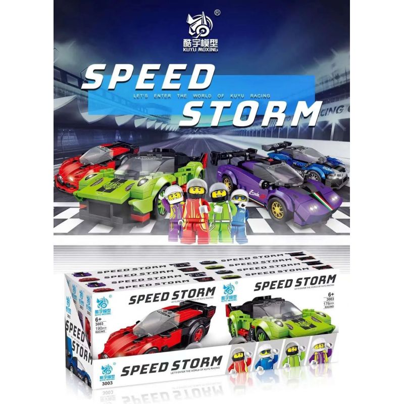 KUYU MOXING 3003 non  4 XE ĐUA bộ đồ chơi xếp lắp ráp ghép mô hình Racers SPEED STORM Đua Tốc Độ