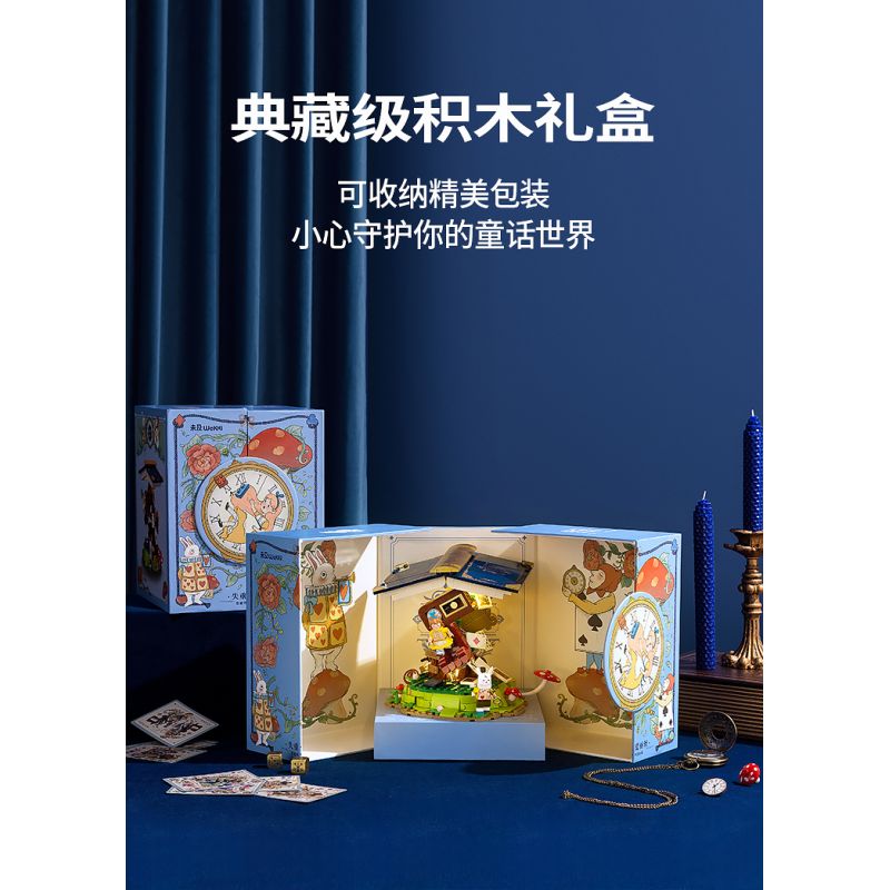 SEMBO 506171 non  ALICE KHÔNG TRỌNG LƯỢNG IN WONDERLAND bộ đồ chơi xếp lắp ráp ghép mô hình Disney Princess FAIRY TALE BOOK ALICE WONDERLAND Công Chúa 635 khối