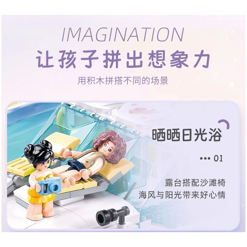 SLUBAN M38-B1167 B1167 1167 M38B1167 38-B1167 non  GIẤC MƠ HỒNG BỮA TIỆC DU THUYỀN BÓNG bộ đồ chơi xếp lắp ráp ghép mô hình Girl PROM TACHT Con Gái 1108 khối