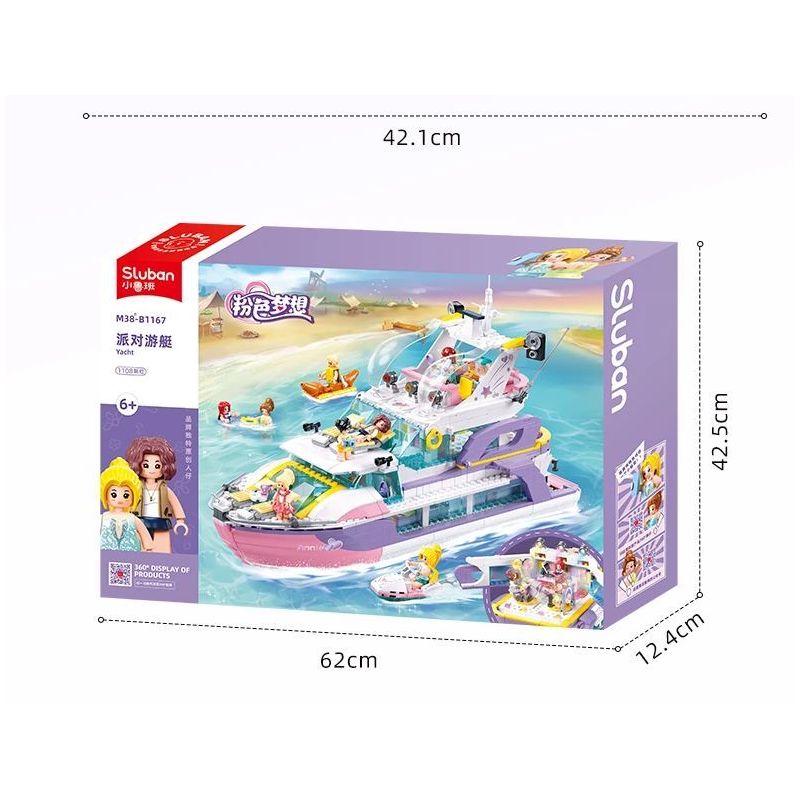 SLUBAN M38-B1167 B1167 1167 M38B1167 38-B1167 non  GIẤC MƠ HỒNG BỮA TIỆC DU THUYỀN BÓNG bộ đồ chơi xếp lắp ráp ghép mô hình Girl PROM TACHT Con Gái 1108 khối