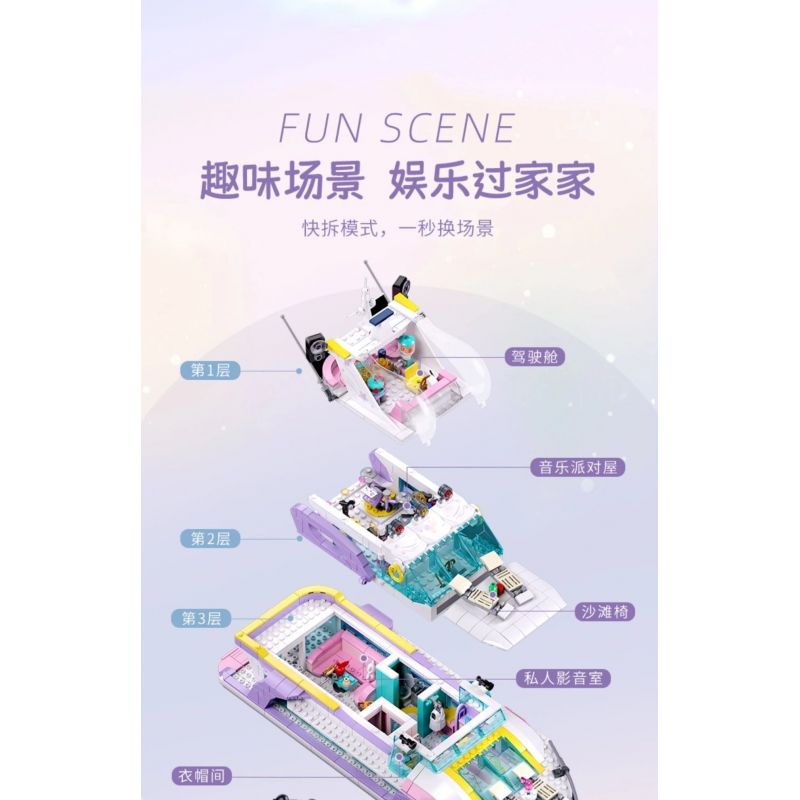 SLUBAN M38-B1167 B1167 1167 M38B1167 38-B1167 non  GIẤC MƠ HỒNG BỮA TIỆC DU THUYỀN BÓNG bộ đồ chơi xếp lắp ráp ghép mô hình Girl PROM TACHT Con Gái 1108 khối