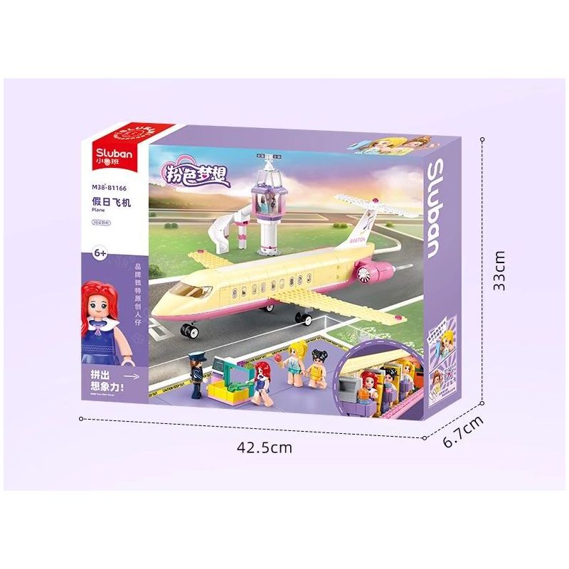 SLUBAN M38-B1166 B1166 1166 M38B1166 38-B1166 non  GIẤC MƠ HỒNG BẮT ĐẦU HÀNH TRÌNH KỲ NGHỈ TRÊN MÁY BAY bộ đồ chơi xếp lắp ráp ghép mô hình Girl HOLIDAY PLANE Con Gái 384 khối