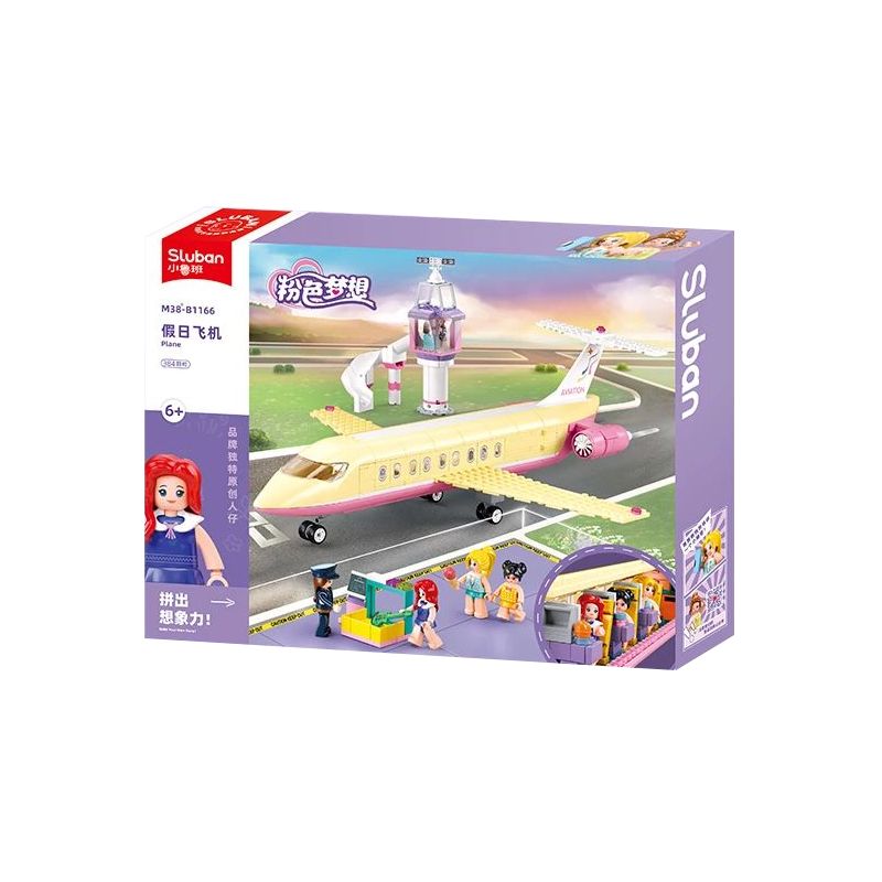 SLUBAN M38-B1166 B1166 1166 M38B1166 38-B1166 non  GIẤC MƠ HỒNG BẮT ĐẦU HÀNH TRÌNH KỲ NGHỈ TRÊN MÁY BAY bộ đồ chơi xếp lắp ráp ghép mô hình Girl HOLIDAY PLANE Con Gái 384 khối