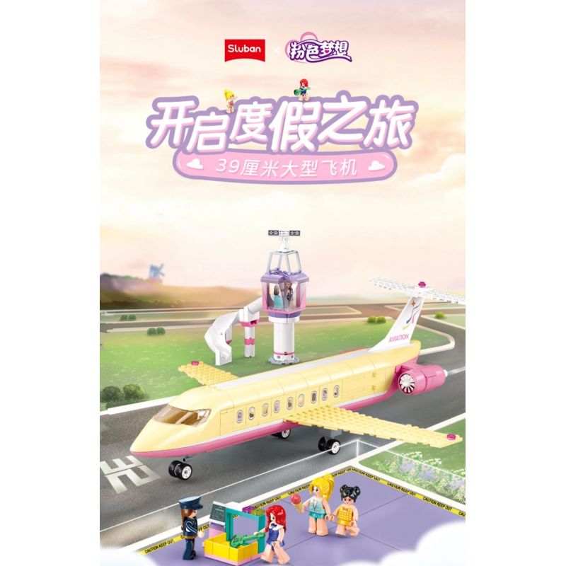 SLUBAN M38-B1166 B1166 1166 M38B1166 38-B1166 non  GIẤC MƠ HỒNG BẮT ĐẦU HÀNH TRÌNH KỲ NGHỈ TRÊN MÁY BAY bộ đồ chơi xếp lắp ráp ghép mô hình Girl HOLIDAY PLANE Con Gái 384 khối