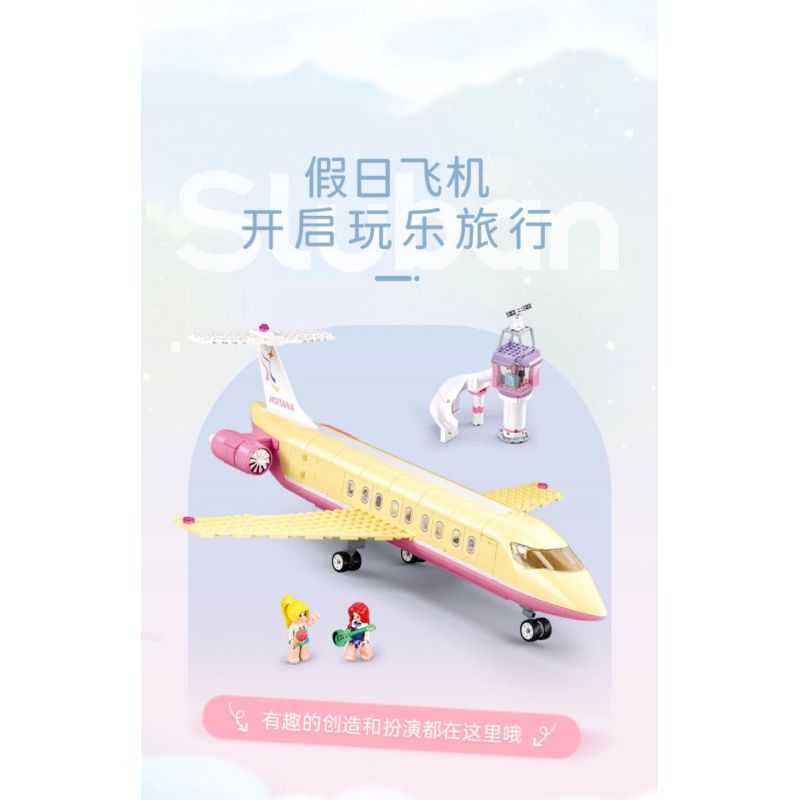 SLUBAN M38-B1166 B1166 1166 M38B1166 38-B1166 non  GIẤC MƠ HỒNG BẮT ĐẦU HÀNH TRÌNH KỲ NGHỈ TRÊN MÁY BAY bộ đồ chơi xếp lắp ráp ghép mô hình Girl HOLIDAY PLANE Con Gái 384 khối