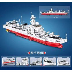 ZHEGAO QL2118 2118 non  052 KHU TRỤC HẠM bộ đồ chơi xếp lắp ráp ghép mô hình Military Army WARSHIPS FIGHTING PIONEER 052 DESTROYER Quân Sự Bộ Đội 1085 khối